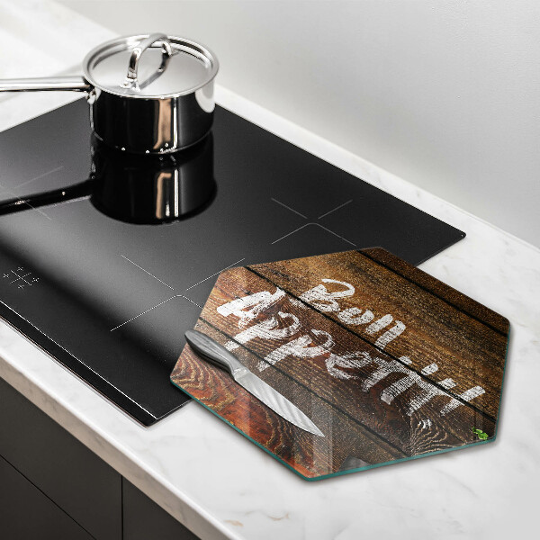 Kuchynská doska veľká zo skla Nápisové tabule Bon Appetit