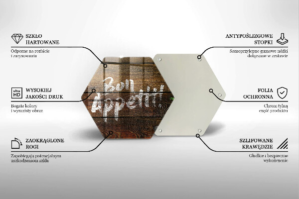 Kuchynská doska veľká zo skla Nápisové tabule Bon Appetit