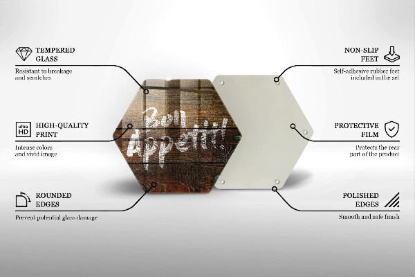 Kuchynská doska veľká zo skla Nápisové tabule Bon Appetit