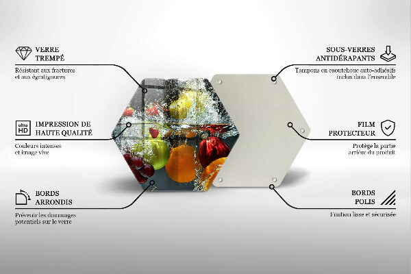 Kuchynská doska veľká zo skla Šťavnaté ovocie vo vode