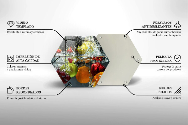 Kuchynská doska veľká zo skla Šťavnaté ovocie vo vode