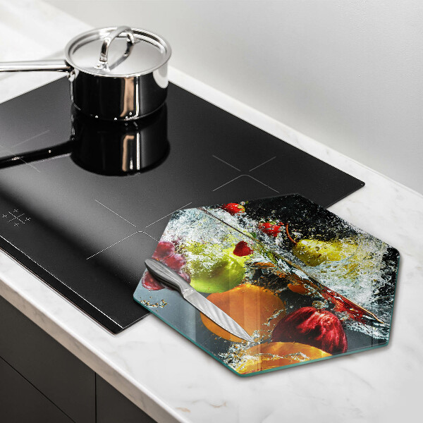 Kuchynská doska veľká zo skla Šťavnaté ovocie vo vode