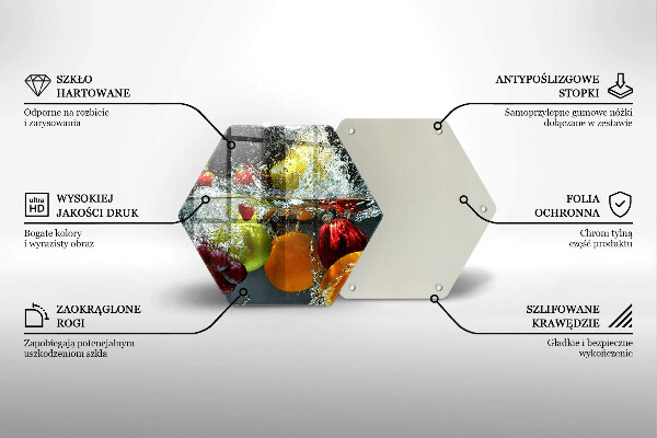Kuchynská doska veľká zo skla Šťavnaté ovocie vo vode