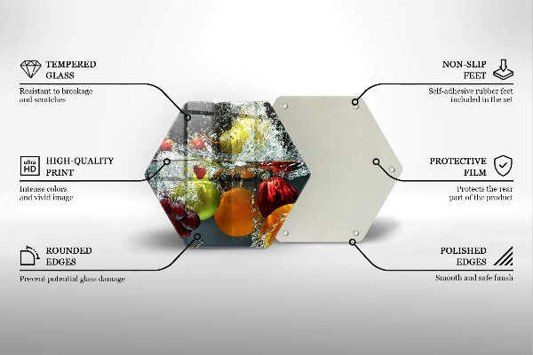 Kuchynská doska veľká zo skla Šťavnaté ovocie vo vode