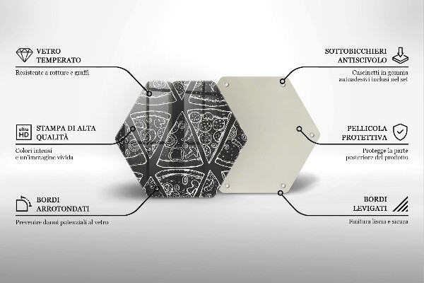 Kuchynská doska veľká zo skla Pizza ilustrácie