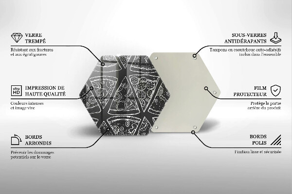 Kuchynská doska veľká zo skla Pizza ilustrácie