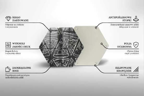 Kuchynská doska veľká zo skla Pizza ilustrácie