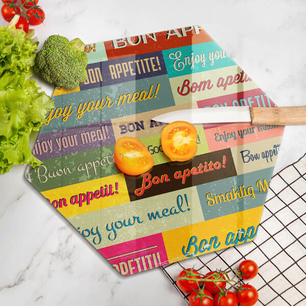 Kuchynská doska veľká zo skla Titulky Jazyky dobrej chuti