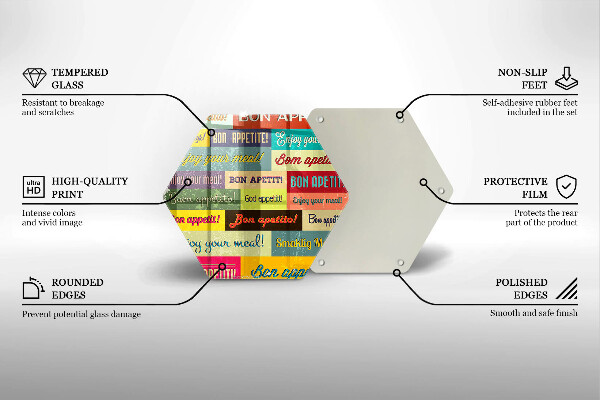 Kuchynská doska veľká zo skla Titulky Jazyky dobrej chuti