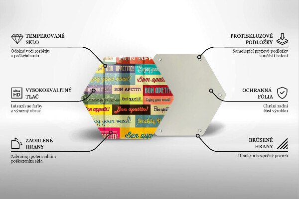 Kuchynská doska veľká zo skla Titulky Jazyky dobrej chuti