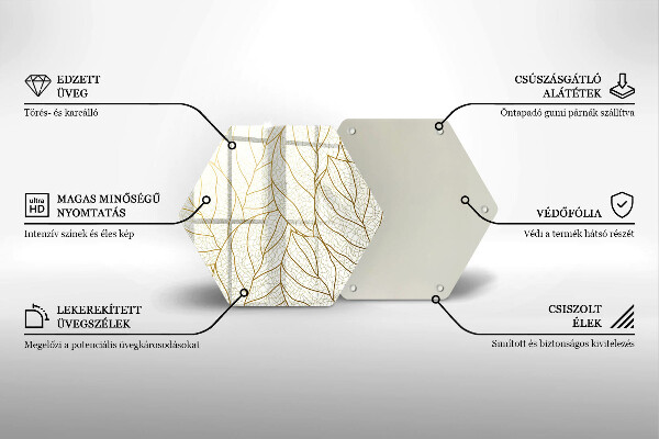 Kuchynská doska veľká zo skla Line-art listov vzor