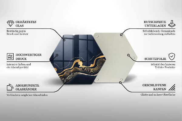 Kuchynská doska veľká zo skla Abstraktné zlaté čiary