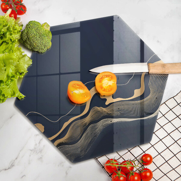 Kuchynská doska veľká zo skla Abstraktné zlaté čiary