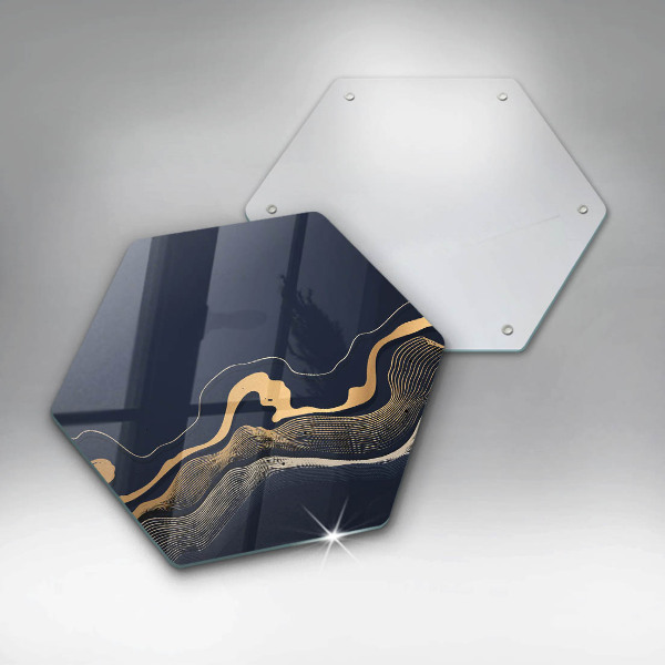 Kuchynská doska veľká zo skla Abstraktné zlaté čiary