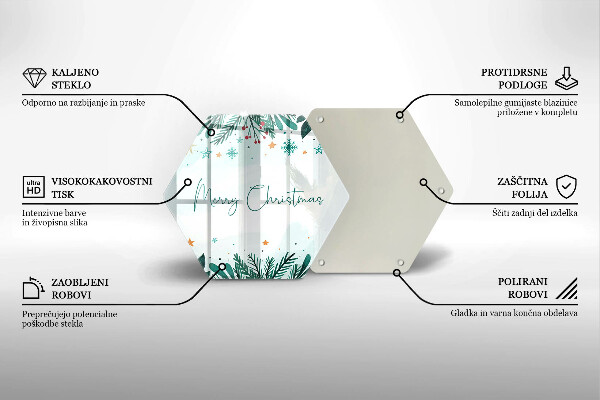 Kuchynská doska veľká zo skla Veselé Merry Christmas