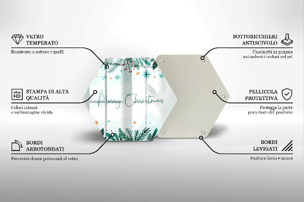 Kuchynská doska veľká zo skla Veselé Merry Christmas