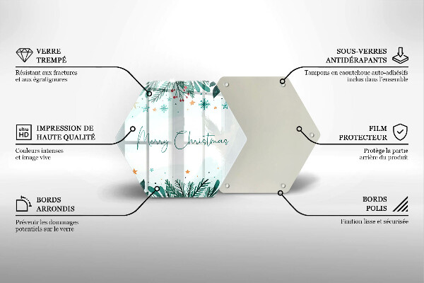 Kuchynská doska veľká zo skla Veselé Merry Christmas