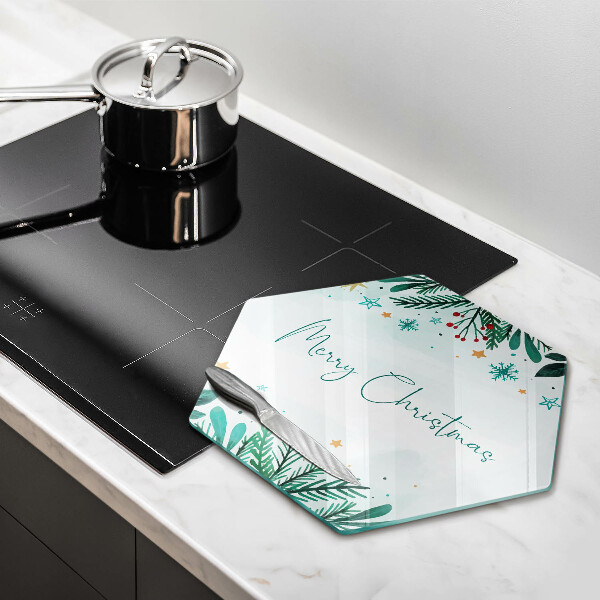Kuchynská doska veľká zo skla Veselé Merry Christmas
