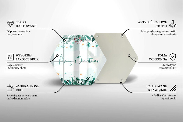 Kuchynská doska veľká zo skla Veselé Merry Christmas