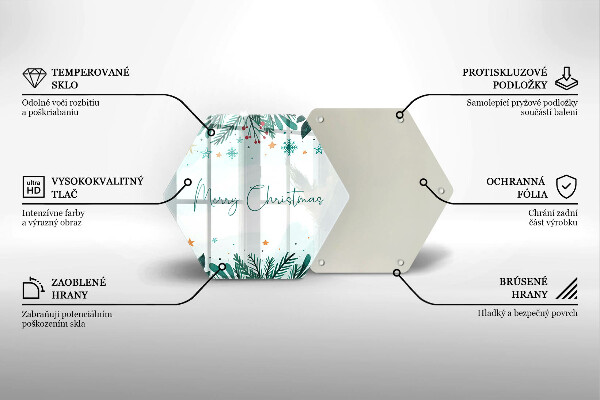 Kuchynská doska veľká zo skla Veselé Merry Christmas