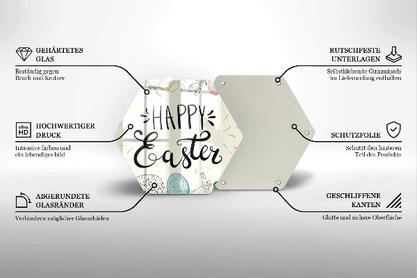 Kuchynská doska veľká zo skla Happy Easter
