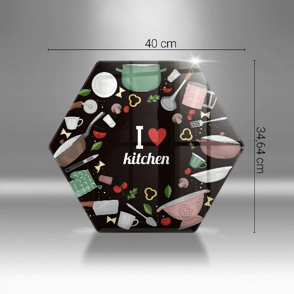 Kuchynská doska veľká zo skla Ilustrácia Milujem kuchyňu