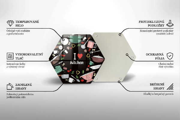 Kuchynská doska veľká zo skla Ilustrácia Milujem kuchyňu