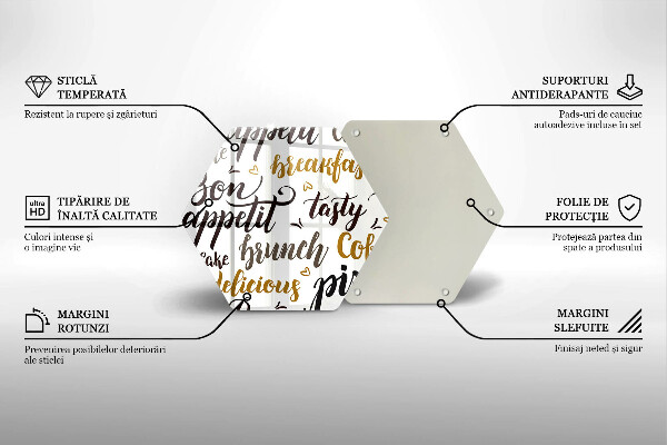 Kuchynská doska veľká zo skla Bon Appetit titulky