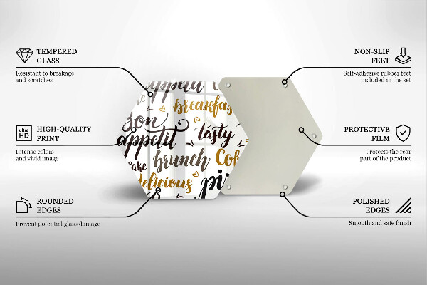 Kuchynská doska veľká zo skla Bon Appetit titulky