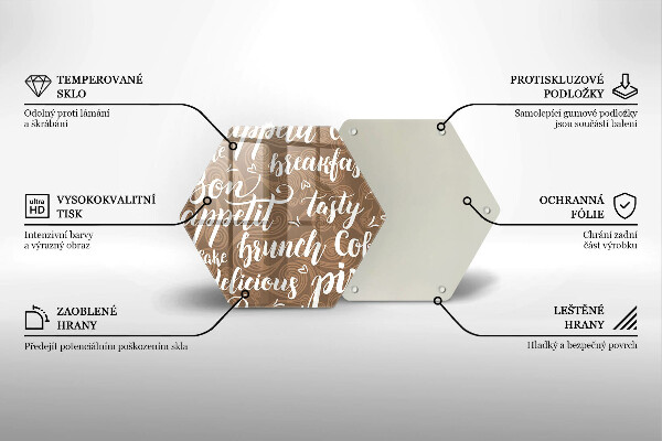 Kuchynská doska veľká zo skla Bon Appetit titulky