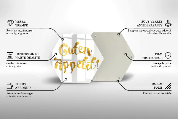 Kuchynská doska veľká zo skla Nápis Guten Appetit!
