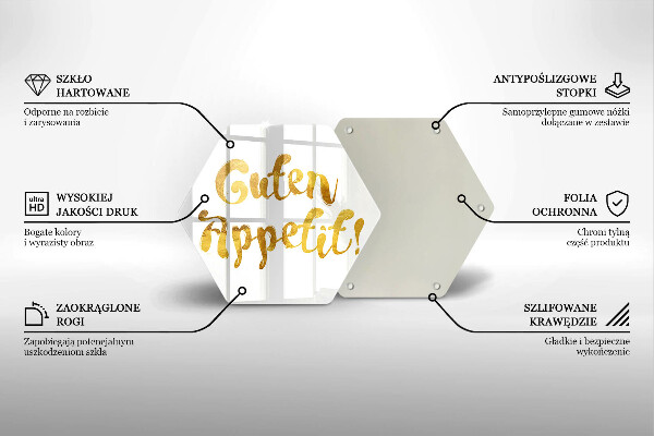 Kuchynská doska veľká zo skla Nápis Guten Appetit!