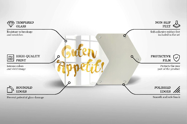 Kuchynská doska veľká zo skla Nápis Guten Appetit!