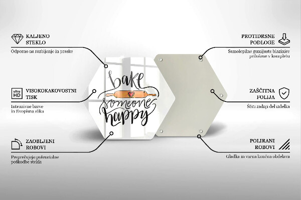 Kuchynská doska veľká zo skla Bake someone happy