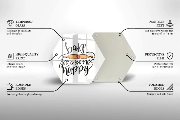 Kuchynská doska veľká zo skla Bake someone happy