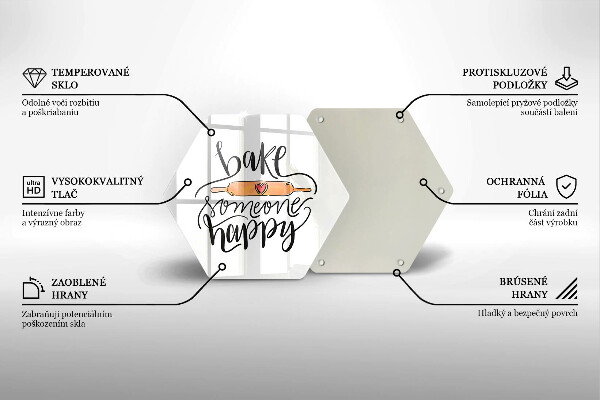 Kuchynská doska veľká zo skla Bake someone happy