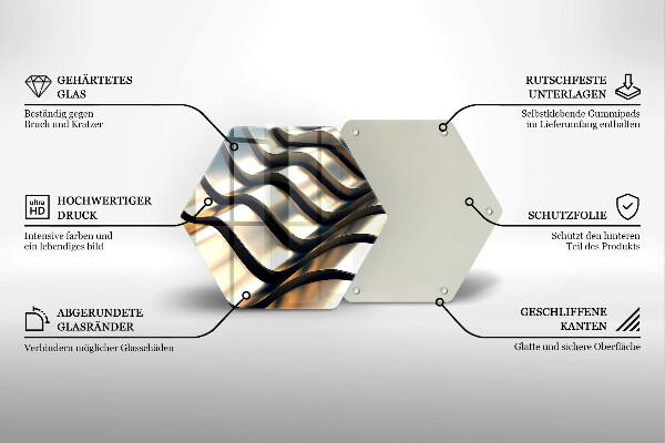 Kuchynská doska veľká zo skla 3D kovové tvary