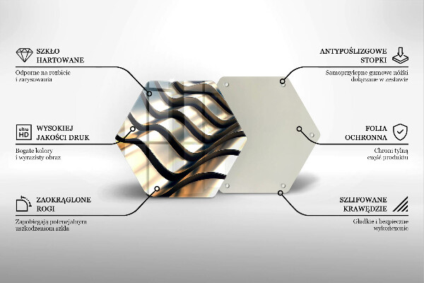 Kuchynská doska veľká zo skla 3D kovové tvary