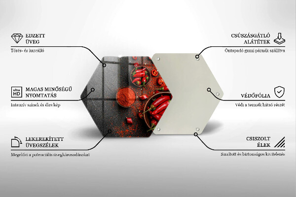 Kuchynská doska veľká zo skla Červené chilli papričky