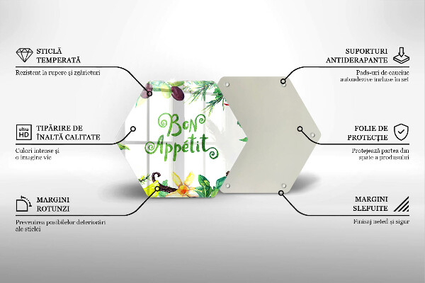 Kuchynská doska veľká zo skla Nápis Bon Appetit