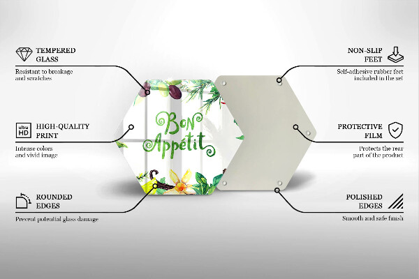 Kuchynská doska veľká zo skla Nápis Bon Appetit