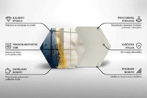 Kuchynská doska veľká zo skla Zlatá abstrakcia