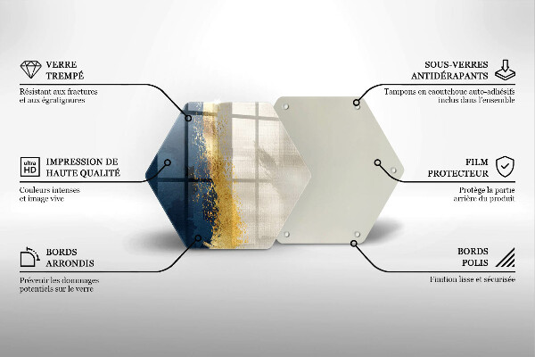 Kuchynská doska veľká zo skla Zlatá abstrakcia