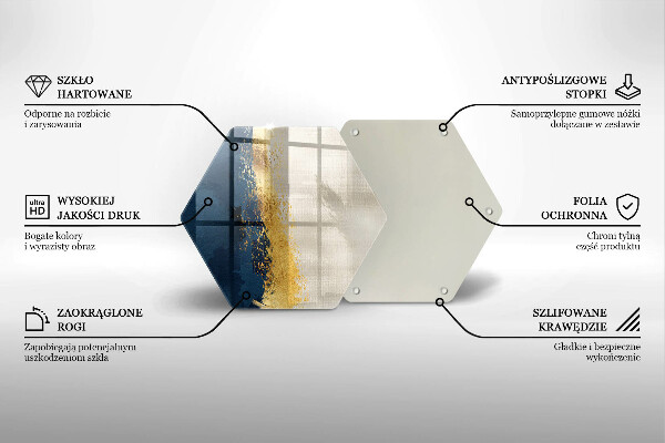 Kuchynská doska veľká zo skla Zlatá abstrakcia