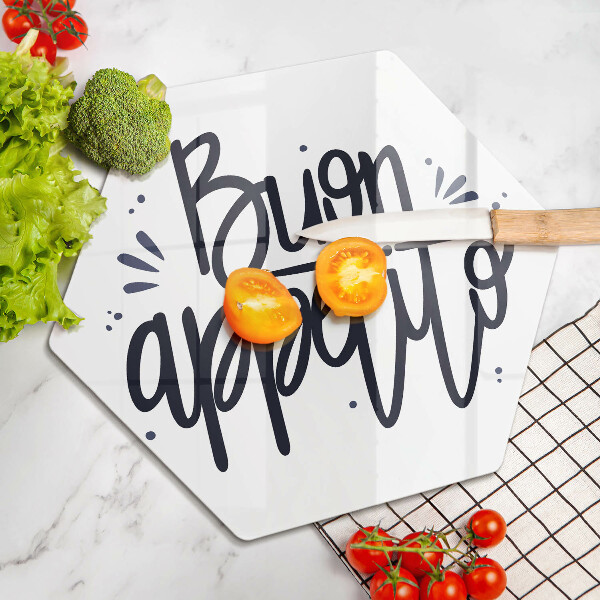Kuchynská doska veľká zo skla Nápis Buon Appetito