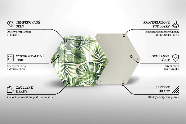 Kuchynská doska veľká zo skla Ilustrácia listov Monstera