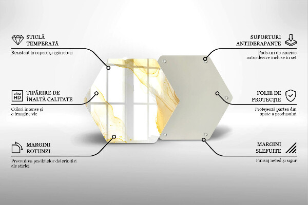 Kuchynská doska veľká zo skla Zlatá abstrakcia