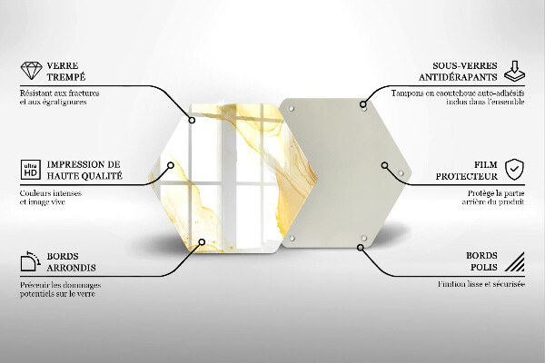 Kuchynská doska veľká zo skla Zlatá abstrakcia