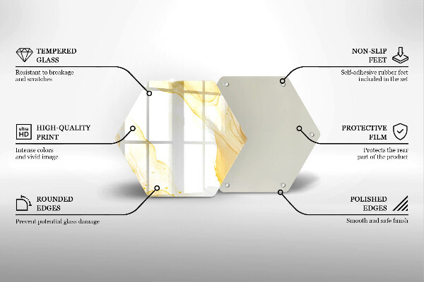 Kuchynská doska veľká zo skla Zlatá abstrakcia