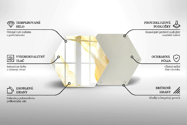 Kuchynská doska veľká zo skla Zlatá abstrakcia